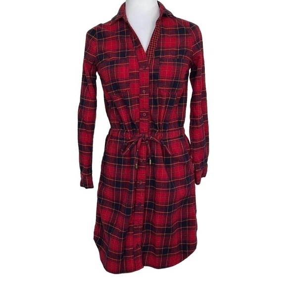 Skies Are Blue Dresses & Skirts - Skies Are Blue Flannel Dress Red Black Plaid‎ Long Sleeve Size XS